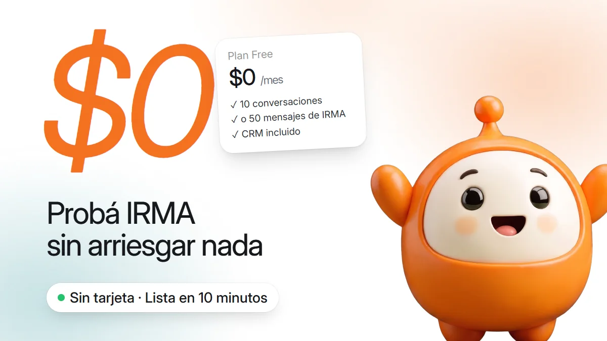 IRMA celebrando junto a una tarjeta del plan Free de 0 pesos al mes, sin tarjeta de crédito